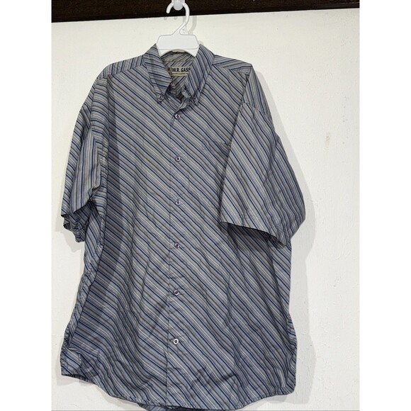 W.R. Gass Men’s XL Woven Cotton Striped Short Sleeved Button Down Shirt - Picture 1 of 4